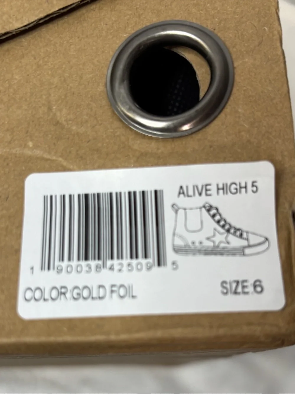 Vintage Havana Metallic Gold High-Top Sneakers - Picture 3 of 3